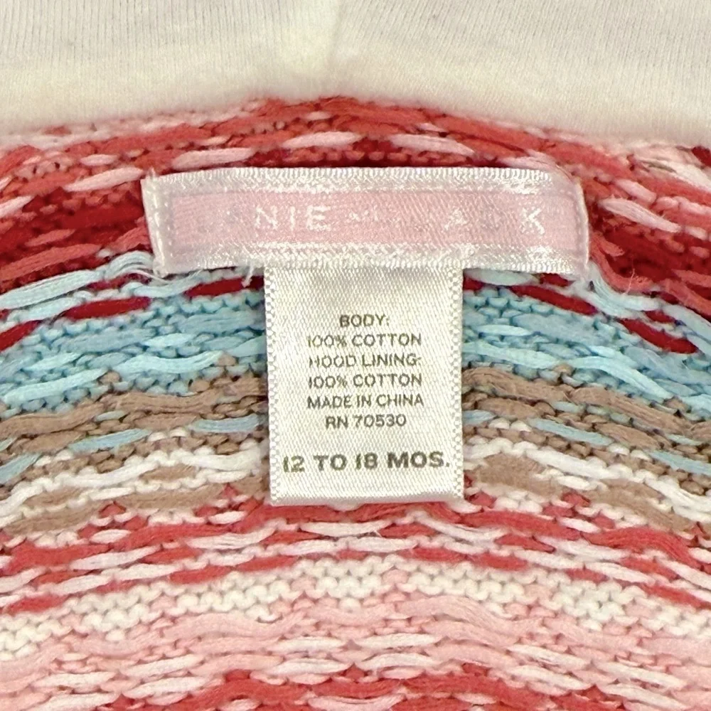 Janie and Jack Hooded Knit Cardigan Girls 12-18M Toggle Closure Fair Isle Winter